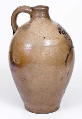 Rare and Fine 18th Century Manhattan Stoneware Jug w/ Incising and Two-Color Slip
