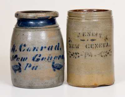 Two New Geneva, PA Cobalt-Decorated Stoneware Canning Jars
