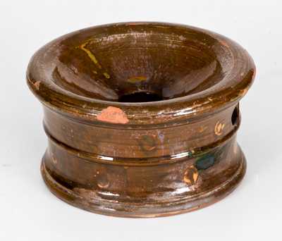 Rare Slip-Decorated Redware Spittoon, Singer Pottery, Haycock Twp, Bucks County, PA