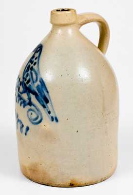1 Gal. Stoneware Jug with Detailed Bird Decorated Dated "1881"