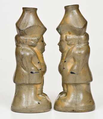 Extremely Pair of Rare Figural Bottles, Northeastern U.S. origin