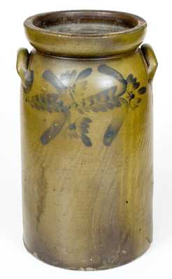 Rare 3 Gal. W. B. KENNER / STRASBURG, VA Stoneware Churn w/ Floral Decoration