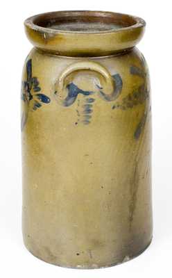 Rare 3 Gal. W. B. KENNER / STRASBURG, VA Stoneware Churn w/ Floral Decoration