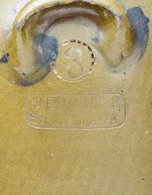 Rare 3 Gal. W. B. KENNER / STRASBURG, VA Stoneware Churn w/ Floral Decoration