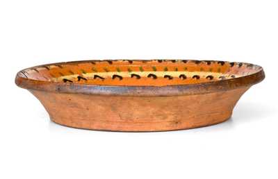 Very Rare Alamance County, North Carolina Redware Bowl w/ Profuse Three-Color Slip Decoration