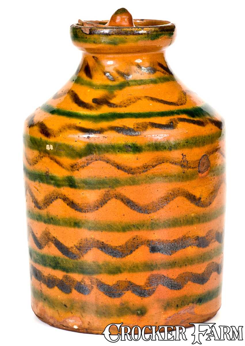 Exceptional Redware Jar with Elaborate Multi-Colored Slip Decoration ...