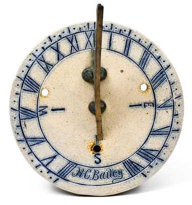 Very Rare Stoneware Sundial att. Richard Remmey, Philadelphia, PA, Inscribed "H. C. Bailey"