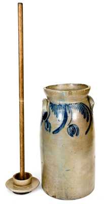 3 Gal. Baltimore Stoneware Churn w/ Floral Decoration, circa 1840