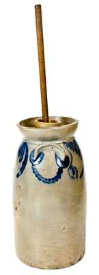 3 Gal. Baltimore Stoneware Churn w/ Floral Decoration, circa 1840