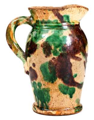 Rare Signed S. BELL & SON / STRASBURG, VA Multi-Glazed Redware Cream Pitcher