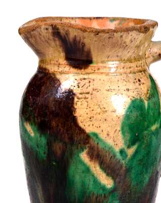 Rare Signed S. BELL & SON / STRASBURG, VA Multi-Glazed Redware Cream Pitcher