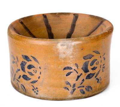 Exceptional Cobalt-Decorated Stoneware Spittoon, Palatine, WV origin, circa 1885