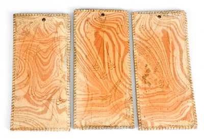 Three George Ohr Pottery Decorative Tiles, Each Incised "Biloxi"