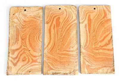 Three George Ohr Pottery Decorative Tiles, Each Incised "Biloxi"