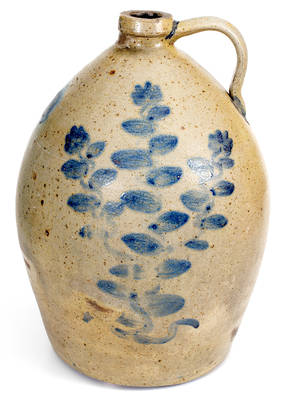 Rare T. A. PACKER, Uhrichsville, OH Stoneware Jug with Elaborate Cobalt Decoration