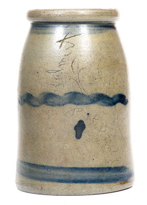 Very Unusual Western PA Stoneware Canning Jar with Incised "3 2 gal. jugs" Order Notation