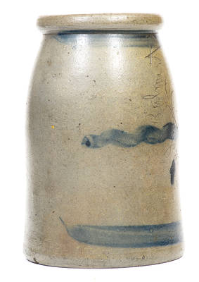 Very Unusual Western PA Stoneware Canning Jar with Incised "3 2 gal. jugs" Order Notation