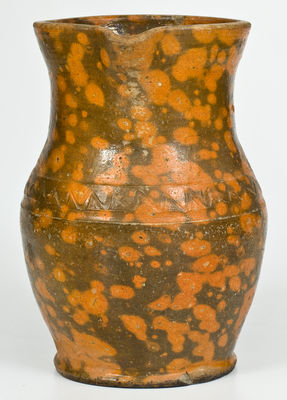 Rare attrib. Nathan Dicks, Randolph County, NC Redware Pitcher