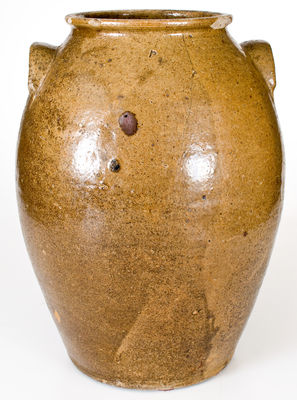 Extremely Rare Four-Gallon Edgefield, SC "P" Stoneware Jar, John Presley Factory, Kirksey's Crossroads