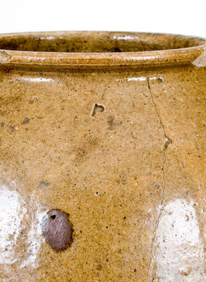 Extremely Rare Four-Gallon Edgefield, SC "P" Stoneware Jar, John Presley Factory, Kirksey's Crossroads