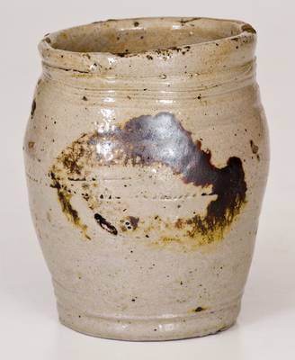 Rare Diminutive Iron-Decorated Stoneware Apprentice's Jar, att. Warne & Letts, South Amboy, NJ