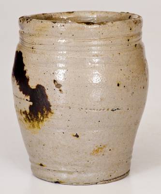 Rare Diminutive Iron-Decorated Stoneware Apprentice's Jar, att. Warne & Letts, South Amboy, NJ