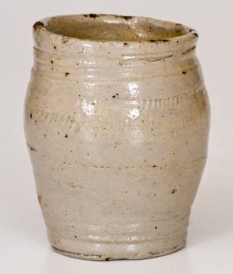 Rare Diminutive Iron-Decorated Stoneware Apprentice's Jar, att. Warne & Letts, South Amboy, NJ