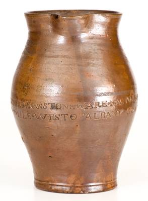 Very Rare PAUL CUSHMAN / 1809 Stoneware Pitcher with Two-Line "ALBANY GOAL" (Jail) Inscription