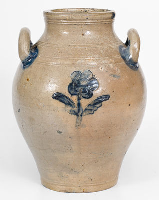 Attrib. Jonathan Fenton (Boston, Mass.) Stoneware Jar w/ Impressed Floral Decoration, late 18th century