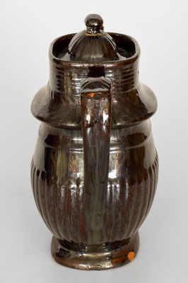 Fine Molded Philadelphia Redware Coffeepot, probably Thomas Haig, circa 1815-1830