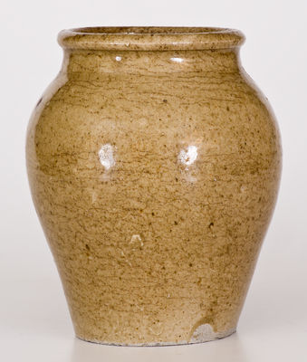 Rare Small-Sized attrib. Pottersville Pottery, Edgefield District, SC Stoneware Jar w/ Stamped "I," c1830