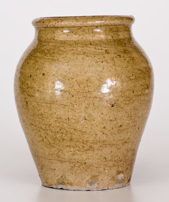 Rare Small-Sized attrib. Pottersville Pottery, Edgefield District, SC Stoneware Jar w/ Stamped "I," c1830
