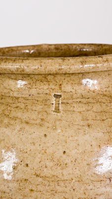 Rare Small-Sized attrib. Pottersville Pottery, Edgefield District, SC Stoneware Jar w/ Stamped "I," c1830
