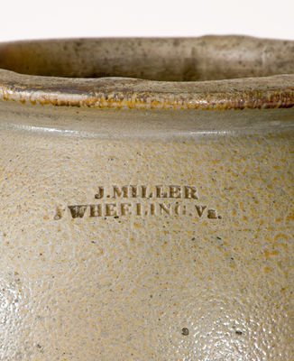 Rare J. MILLER / WHEELING, VA Stoneware Jar, c1830 (now West Virginia)