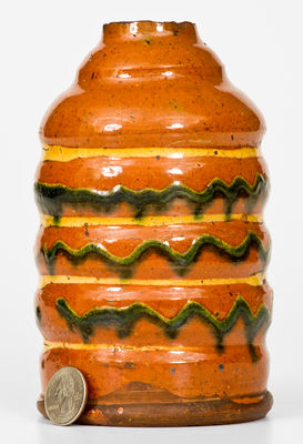 Outstanding Redware Tea Canister, probably Southeastern PA, late 18th / early 19th century