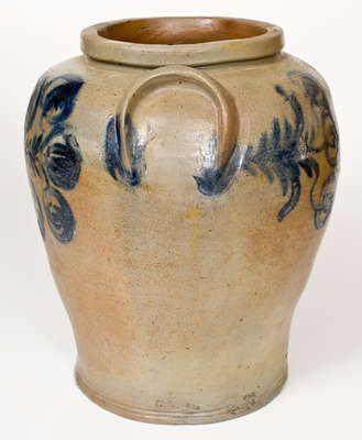 4 Gal. Baltimore Stoneware Jar w/ Elaborate Floral Decoration, circa 1830