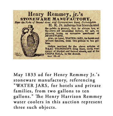 Exceptional Henry H. Remmey, Philadelphia Stoneware Water Cooler w/ Elaborate Flowering Urn Decoration