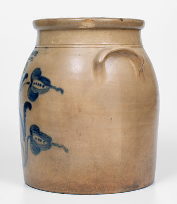 3 Gal. S. T. BREWER / HAVANA Stoneware Jar w/ Floral Decoration