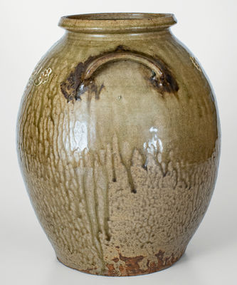 Attrib. Collin Rhodes, Shaw's Creek, Edgefield District, SC Stoneware Jar w/ Kaolin Slip Decoration