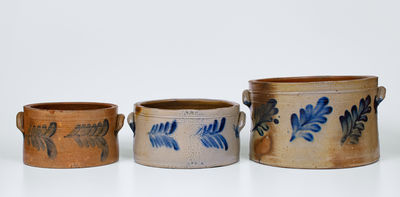 Lot of Three: Attrib. Richard Remmey, Philadelphia, PA Stoneware Cake Crocks