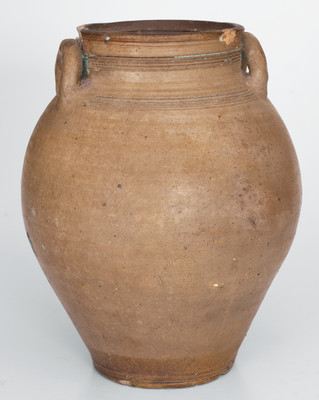 CHARLESTOWN (Boston, MA) Iron-Decorated Stoneware Jar w/ Impressed Eagle-on-Cannon Motif, 1812-27