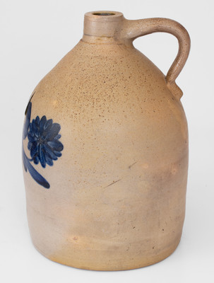 A.L. HYSSONG / BLOOMSBURG, PA Stoneware Jug with Cobalt Floral Decoration