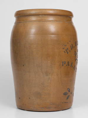 Three-Gallon T.D. HARDEN / PALATINE, W. VA. Stoneware Jar w/ Stenciled Rose