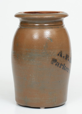 Scarce A.P. Donaghho Stoneware Canning Jar w/ Misspelled Maker's Mark, Parkersburg, WV