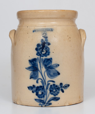 WHITES UTICA (New York) Stoneware Jar w/ Cobalt Floral Decoration