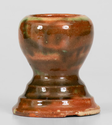 Multi-Glazed Shenandoah Valley Redware Egg Cup, J. Eberly & Co. or S. Bell & Sons, Strasburg, VA