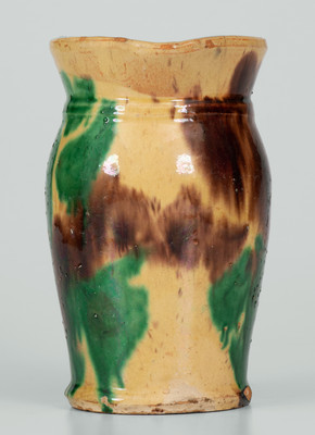 Multi-Glazed Redware Cream Pitcher, attrib. S. Bell & Sons or J. Eberly & Co., Strasburg, VA, c1890