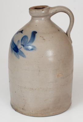 One-Gallon Charlestown, MA Stoneware Jug w/ Cobalt Bird-on-Floral Decoration