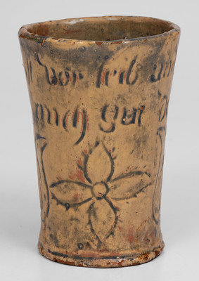 Incised Redware Cup, Moravian Pottery and Tile Works, Doylestown, PA, late 19th or early 20th century