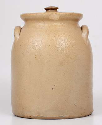 Extremely Rare EDMANDS & CO. (Charlestown, Mass.) One-Gallon Lidded Stoneware Jar w/ Seated Dog Decoration